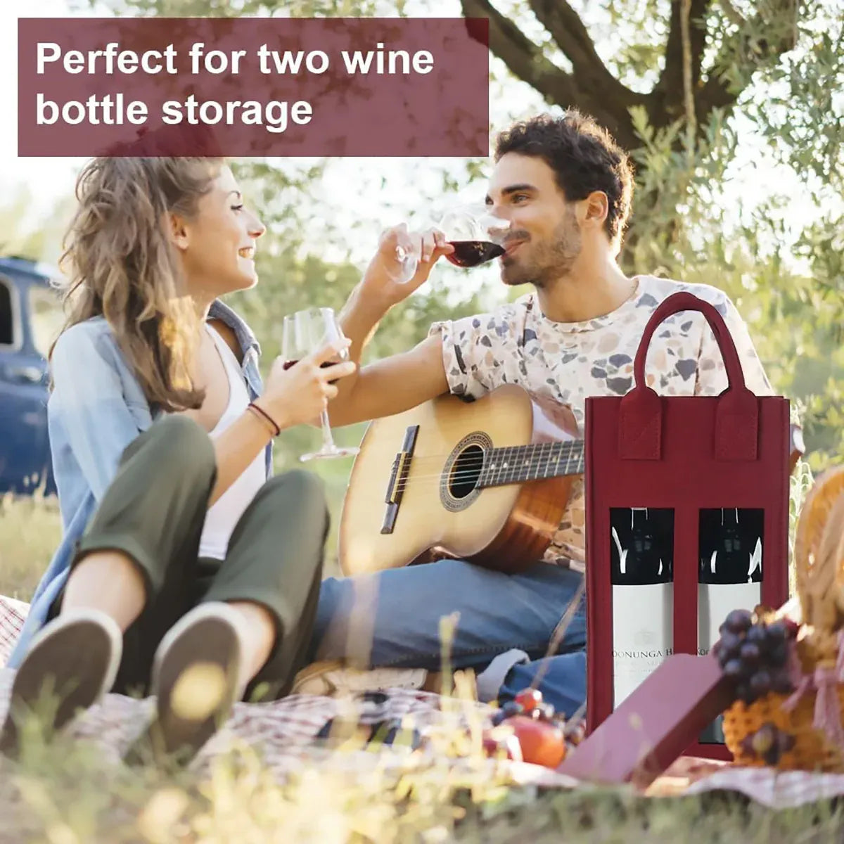 5PCS Handheld Wine Gift Bags Double-Bottle Design with Clear Window Portable - Burgundy