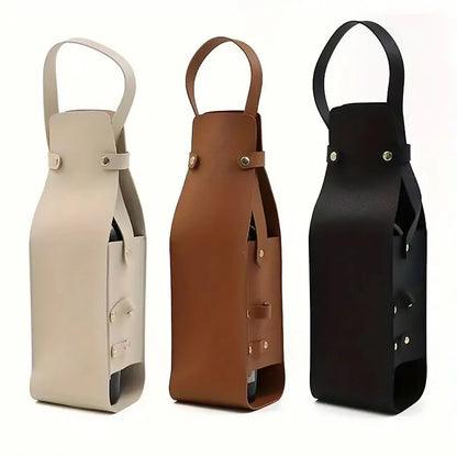 2PCS Wine Tote Bag PU Leather with Handle Durable for Party Gift