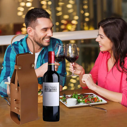 2PCS Wine Tote Bag PU Leather with Handle Durable for Party Gift