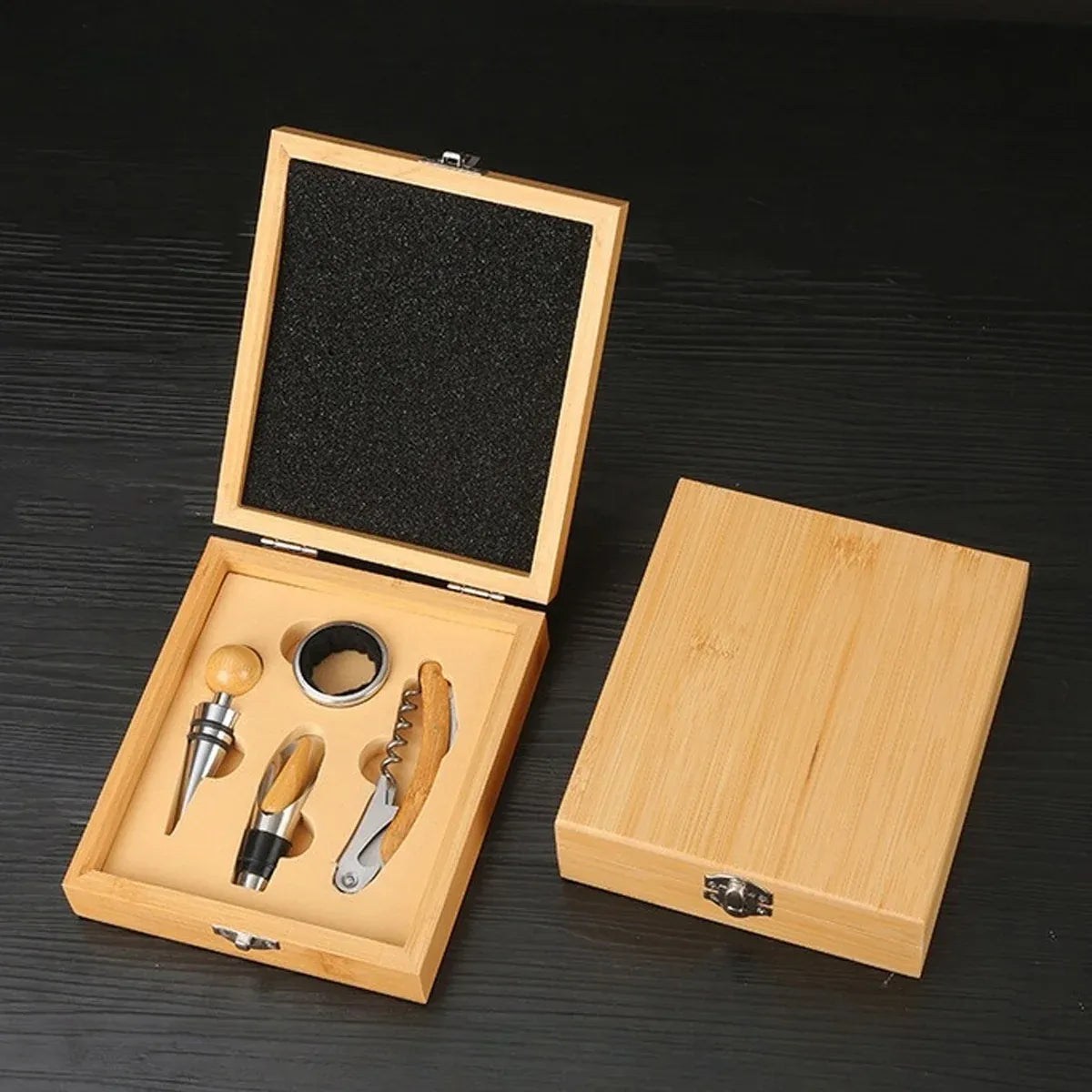 4PCS Wine Opener Set Stainless Steel Durable for Home Bar Wine Lovers Gifts - Khaki