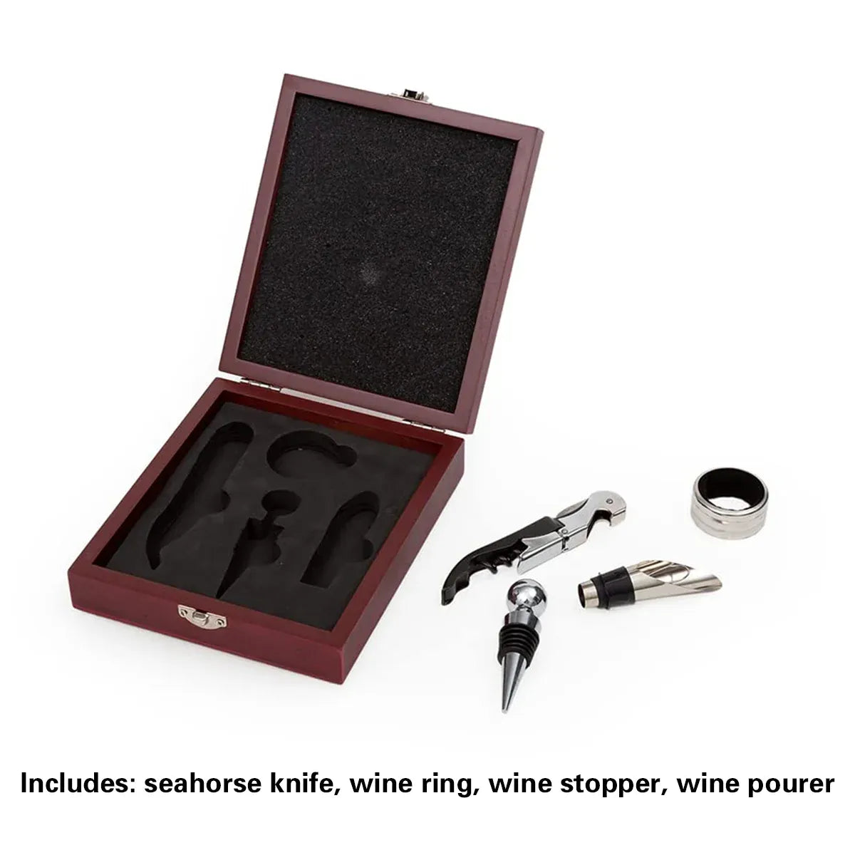 4PCS Wine Opener Set Stainless Steel Durable for Home Bar Wine Lovers Gifts - Khaki