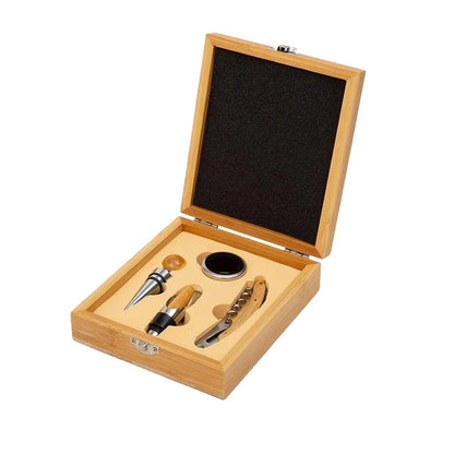 4PCS Wine Opener Set Stainless Steel Durable for Home Bar Wine Lovers Gifts - Khaki