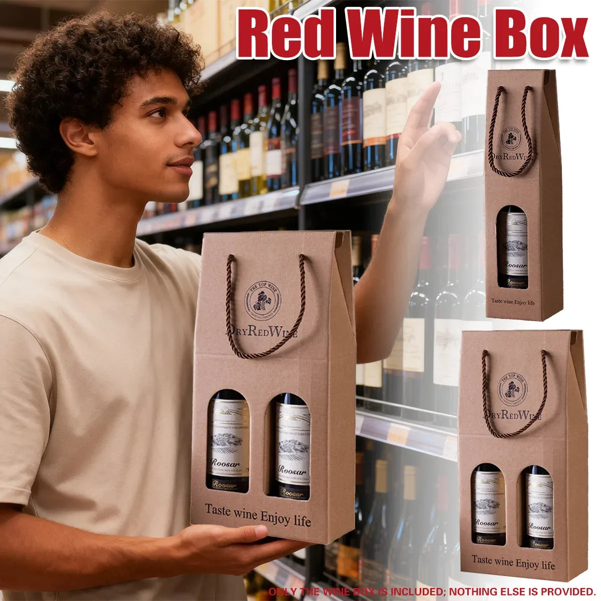 Handheld Wine Gift Box Single Double Bottle Corrugated Cardboard