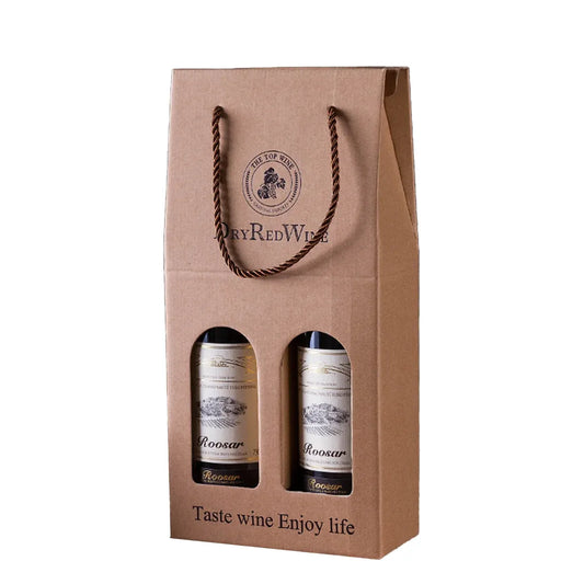 Handheld Wine Gift Box Single Double Bottle Corrugated Cardboard