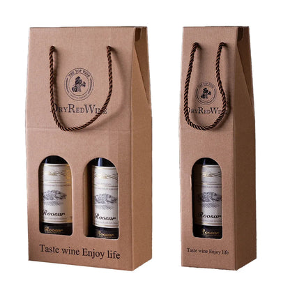 Handheld Wine Gift Box Single Double Bottle Corrugated Cardboard