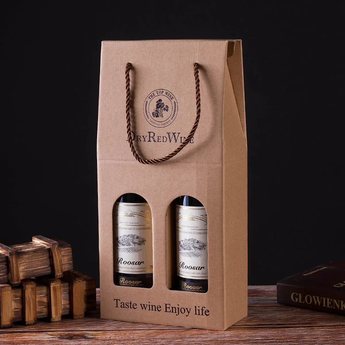 Handheld Wine Gift Box Single Double Bottle Corrugated Cardboard
