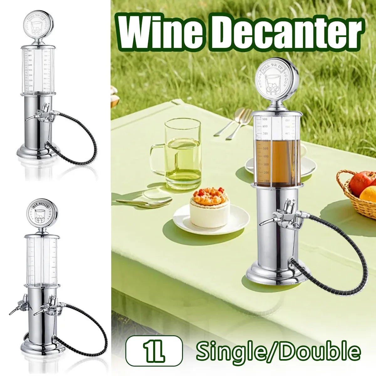 Single or Double Head Wine Dispenser Plastic 1L Capacity Leak Proof Easy Clean - Single Head