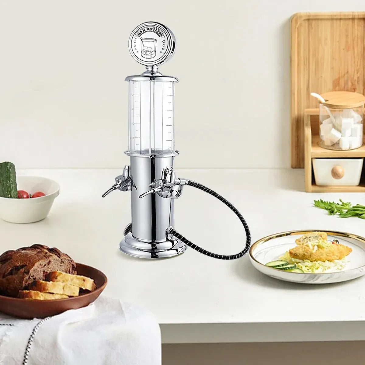 Single or Double Head Wine Dispenser Plastic 1L Capacity Leak Proof Easy Clean - Single Head