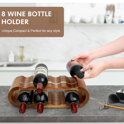 Wooden Wine Display Stand Double Layer Red Wine Holder Rack Table Bar Kitchen