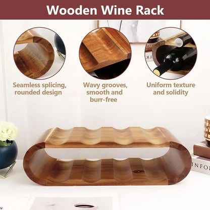 Wooden Wine Display Stand Double Layer Red Wine Holder Rack Table Bar Kitchen