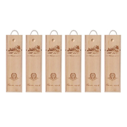6pcs Red Wine Wooden Gift Box Packaging Storage Box for Wine Bottle Gifts - Single pull-out
