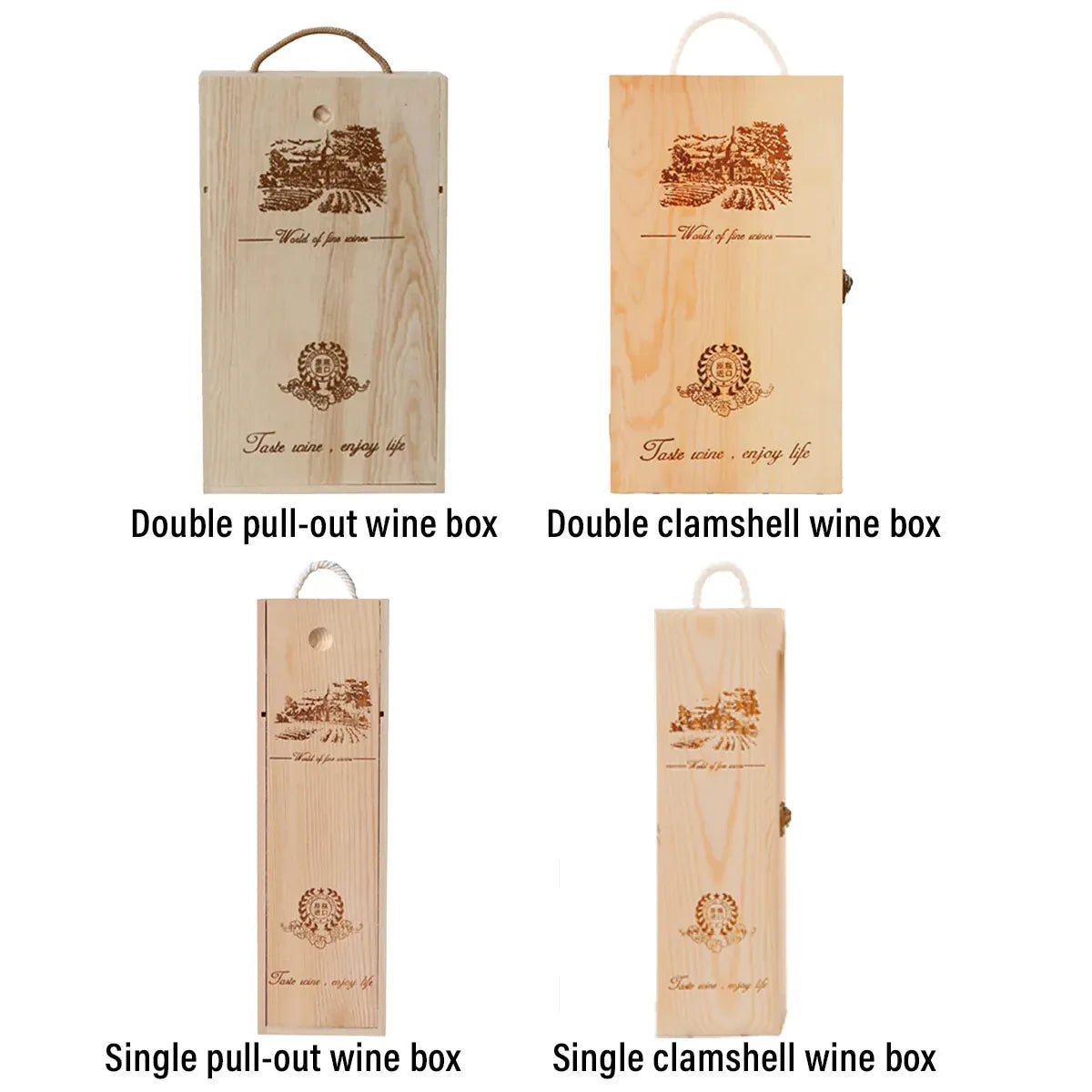 6pcs Red Wine Wooden Gift Box Packaging Storage Box for Wine Bottle Gifts - Single pull-out