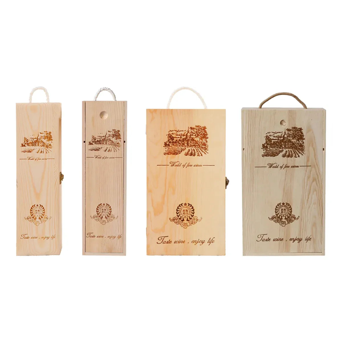 6pcs Red Wine Wooden Gift Box Packaging Storage Box for Wine Bottle Gifts - Single pull-out