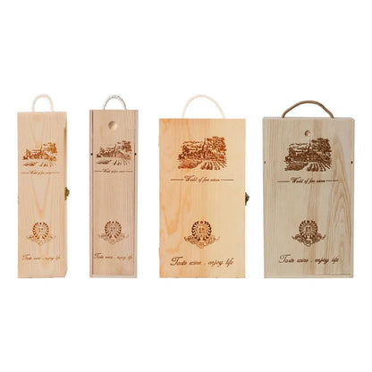 6pcs Red Wine Wooden Gift Box Packaging Storage Box for Wine Bottle Gifts - Single pull-out
