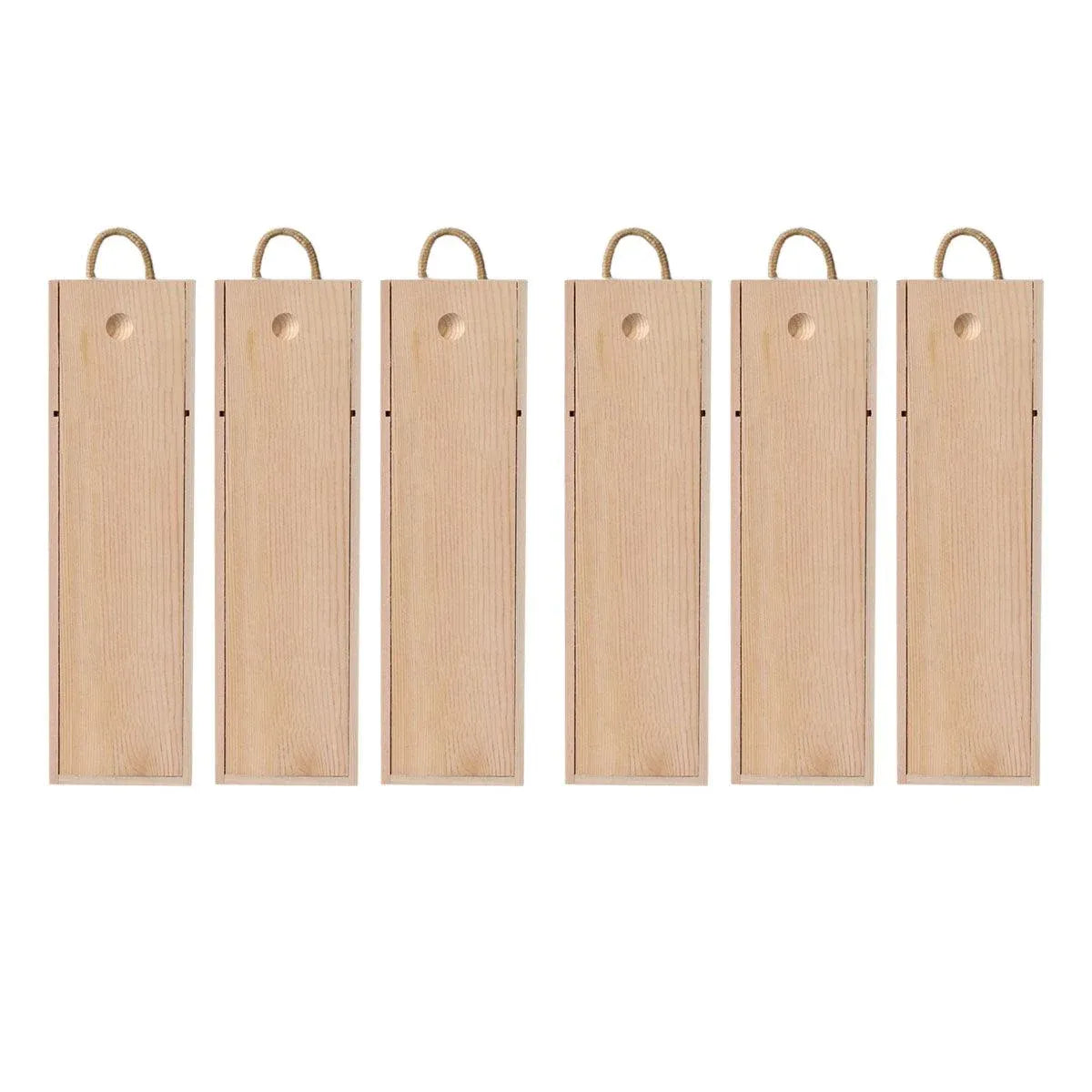 6pcs Red Wine Wooden Gift Box Packaging Storage Box for Wine Bottle Gifts - Single pull-out