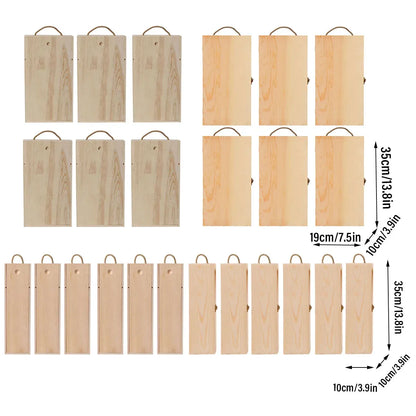 6pcs Red Wine Wooden Gift Box Packaging Storage Box for Wine Bottle Gifts - Single pull-out