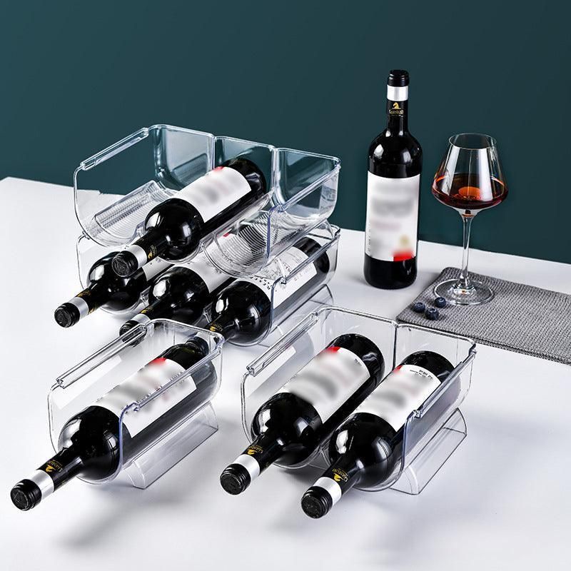 Fridge Organiser Wine Beer Stacking Bottle Rack Kitchen Space Saving Can Holder - 3 Grids