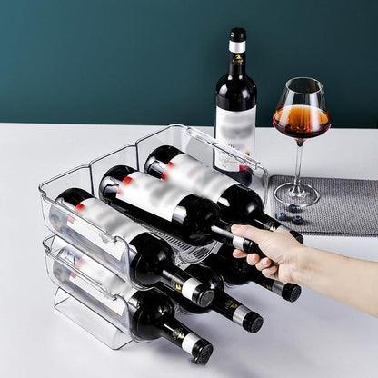 Fridge Organiser Wine Beer Stacking Bottle Rack Kitchen Space Saving Can Holder - 3 Grids