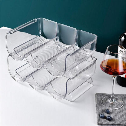 Fridge Organiser Wine Beer Stacking Bottle Rack Kitchen Space Saving Can Holder - 3 Grids