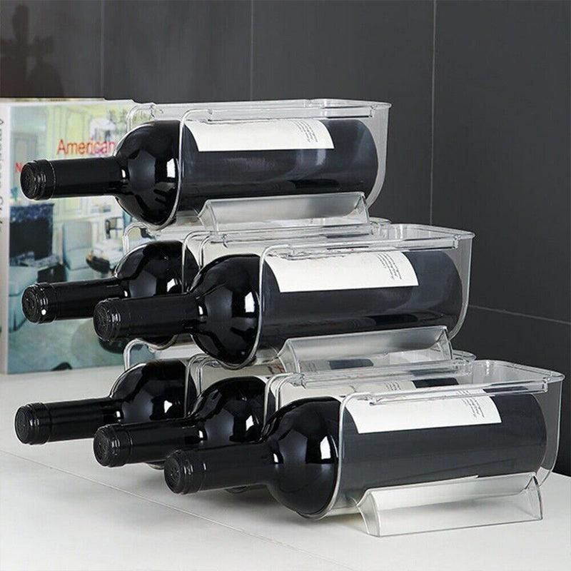 Fridge Organiser Wine Beer Stacking Bottle Rack Kitchen Space Saving Can Holder - 3 Grids