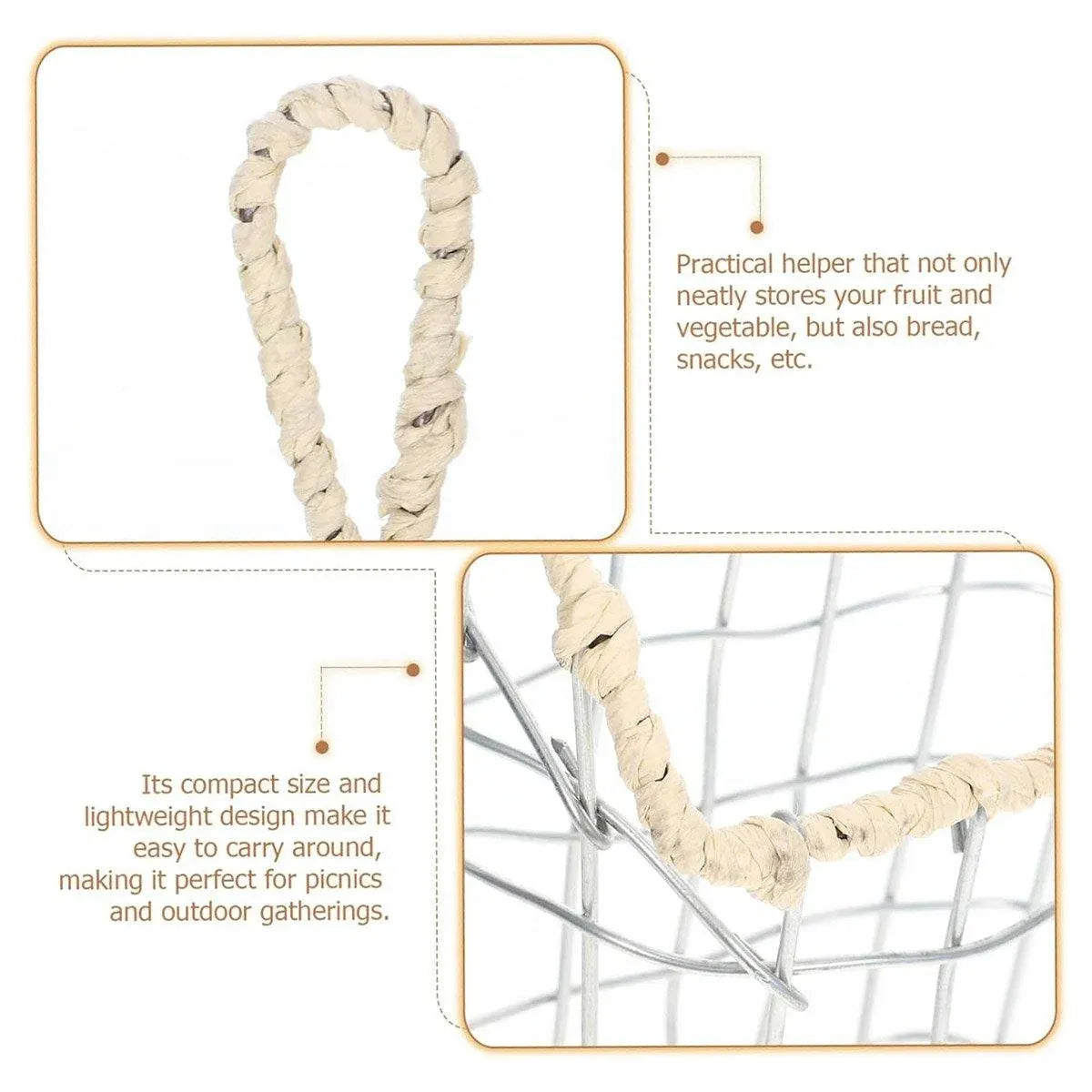 Wire Woven Storage Basket for Home Organization Sundry Basket Decorative Storage - Large