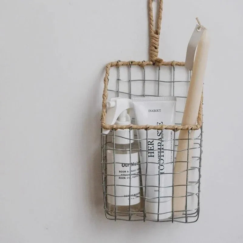 Wire Woven Storage Basket for Home Organization Sundry Basket Decorative Storage - Large