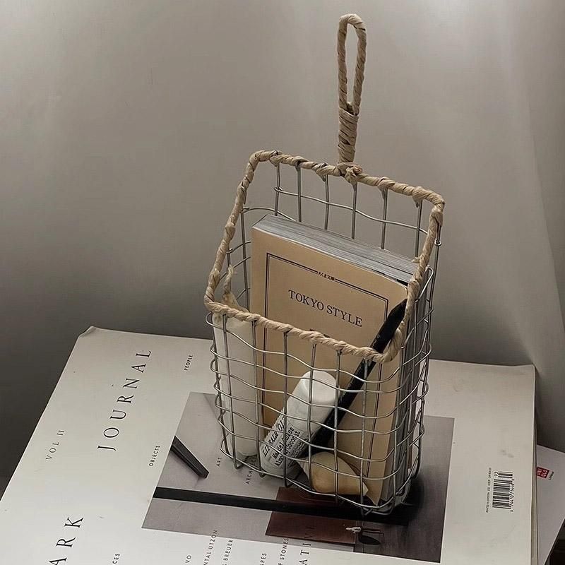 Wire Woven Storage Basket for Home Organization Sundry Basket Decorative Storage - Large