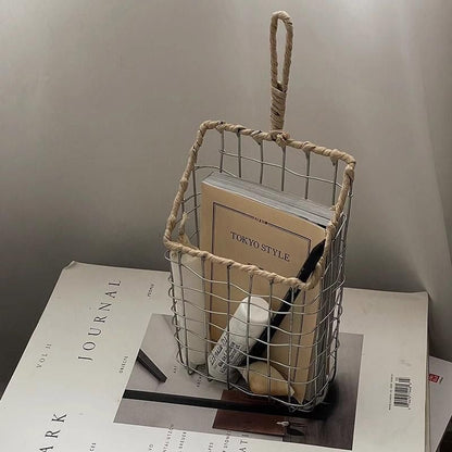 Wire Woven Storage Basket for Home Organization Sundry Basket Decorative Storage - Large
