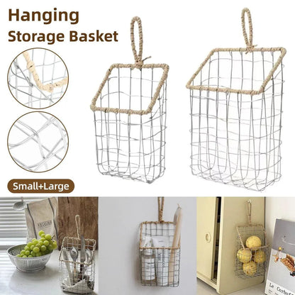 Wire Woven Storage Basket for Home Organization Sundry Basket Decorative Storage - Large