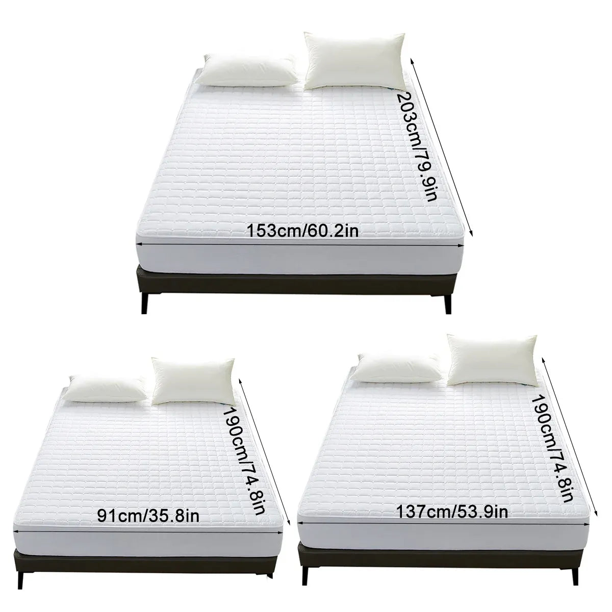 Hotel Mattress Protector Bed Top Cover Waterproof Fitted Sheet Bedroom Hygiene - 137x190cm