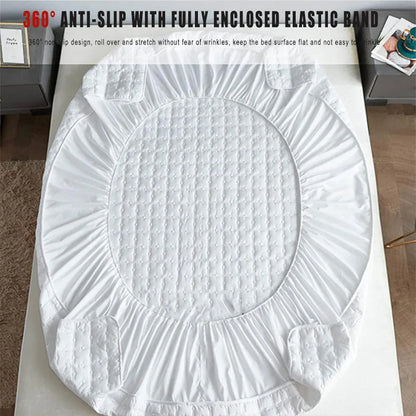 Hotel Mattress Protector Bed Top Cover Waterproof Fitted Sheet Bedroom Hygiene - 153x203cm