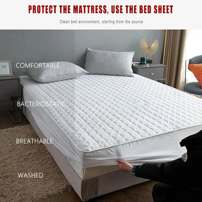 Hotel Mattress Protector Bed Top Cover Waterproof Fitted Sheet Bedroom Hygiene - 153x203cm