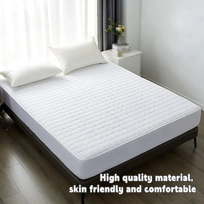 Hotel Mattress Protector Bed Top Cover Waterproof Fitted Sheet Bedroom Hygiene - 153x203cm