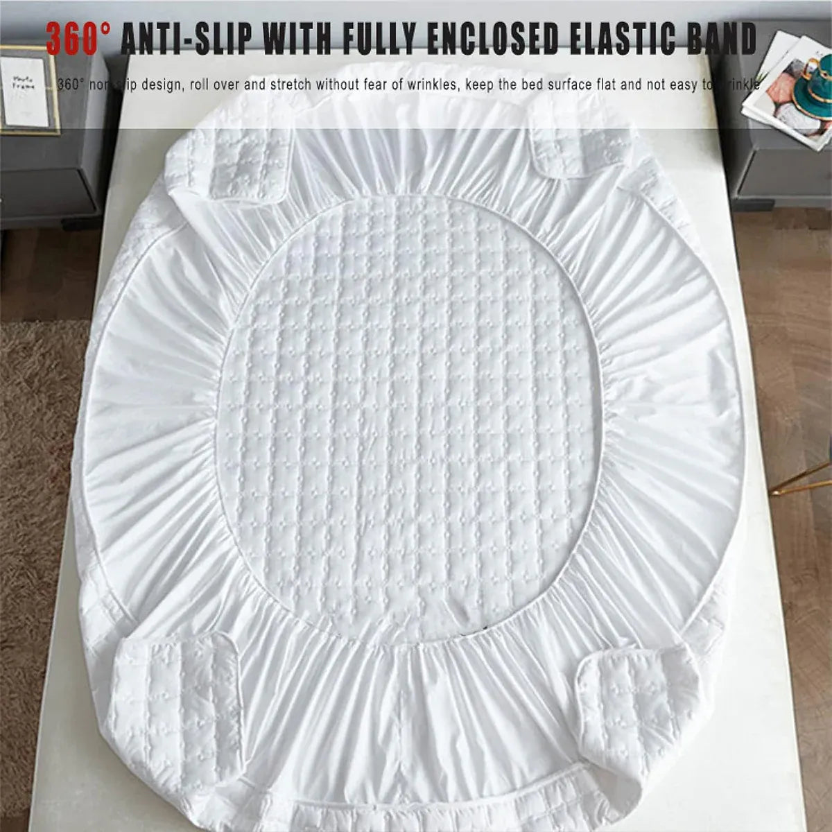 Hotel Mattress Protector Bed Top Cover Waterproof Fitted Sheet Bedroom Hygiene - 91x190cm