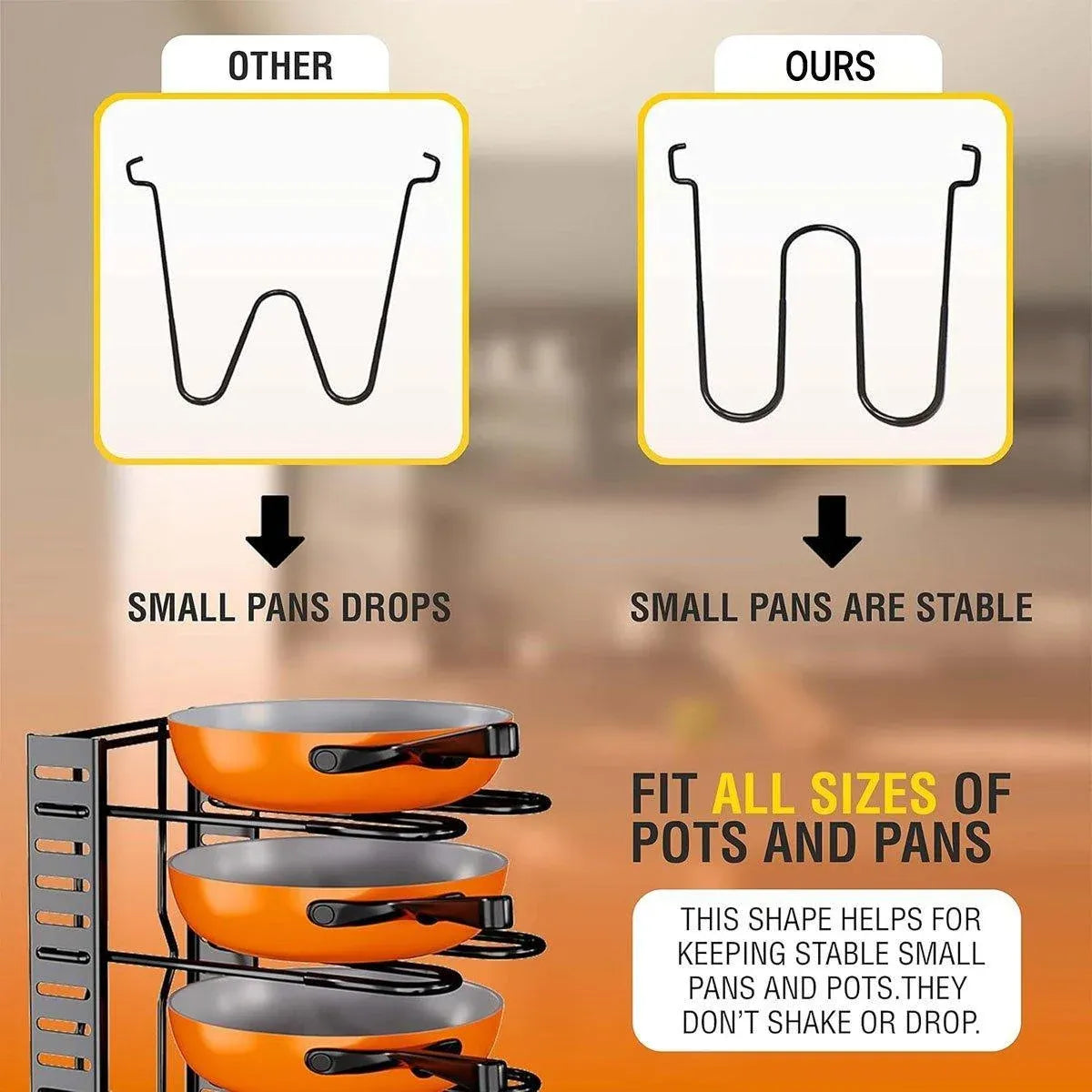 Adjustable Multi Layer Pot Lid Rack Vertical Storage Organizer Countertop Holder