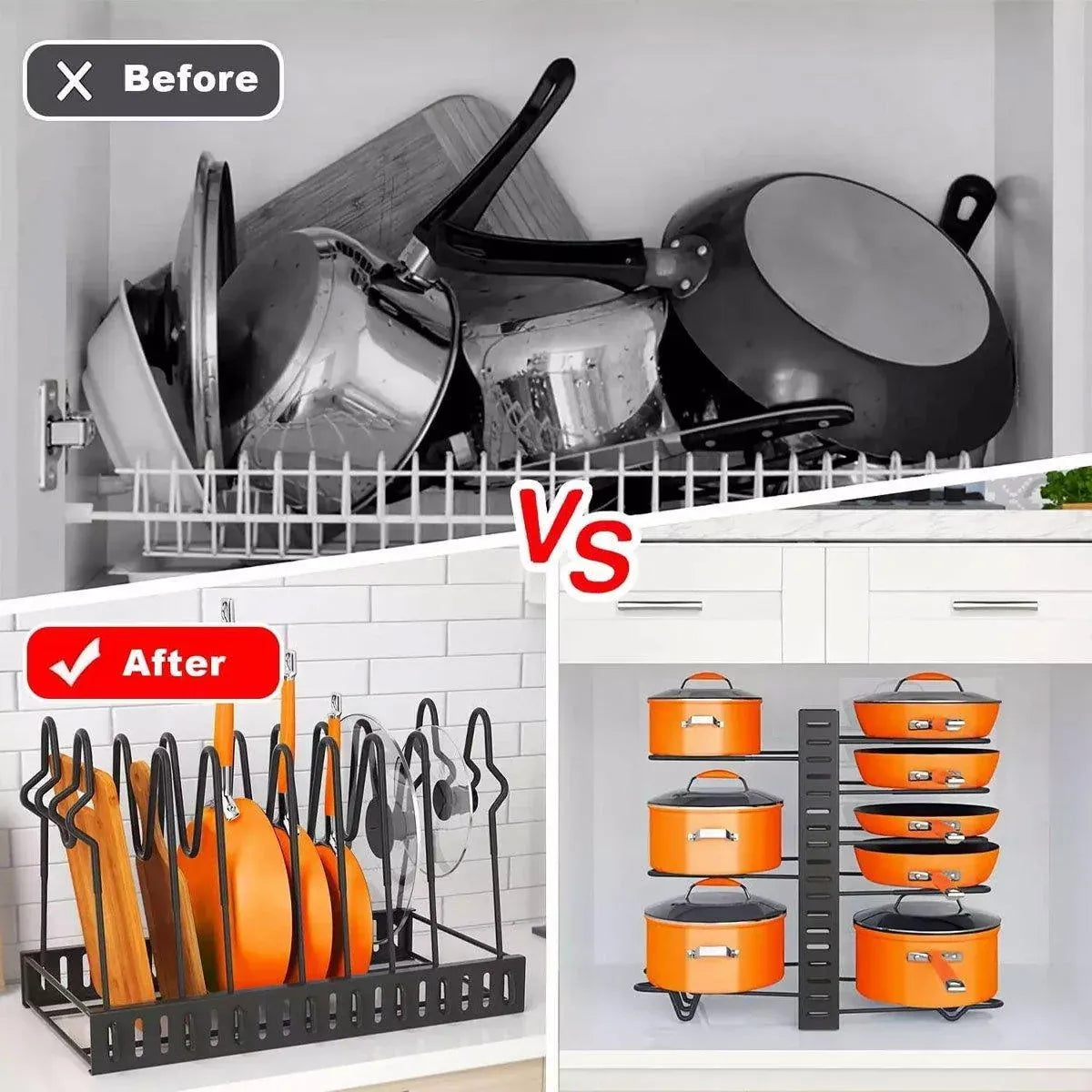 Adjustable Multi Layer Pot Lid Rack Vertical Storage Organizer Countertop Holder