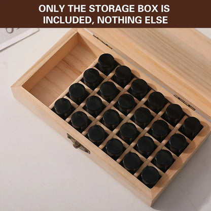 Large Capacity Solid Wood Essential Oil Storage Box 25 Grid Organizer Durable