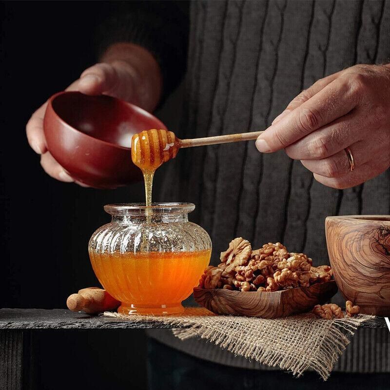 30PCS Mini Wooden Honey Dipper Stick for Honey Jar Dispense Drizzle Party Favors - 30PCS