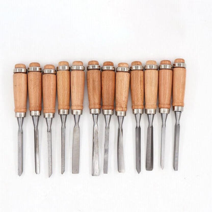 12PCS Wood Carving Chisel Set with Hardwood Handles for Woodturning and DIY