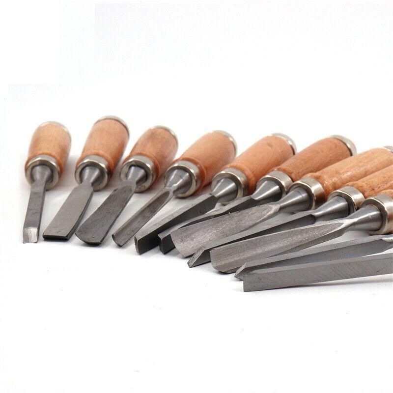 12PCS Wood Carving Chisel Set with Hardwood Handles for Woodturning and DIY