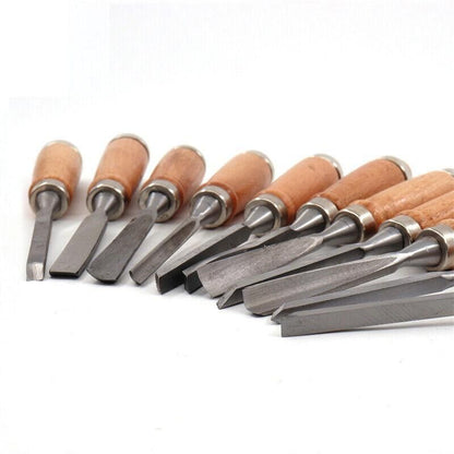 12PCS Wood Carving Chisel Set with Hardwood Handles for Woodturning and DIY
