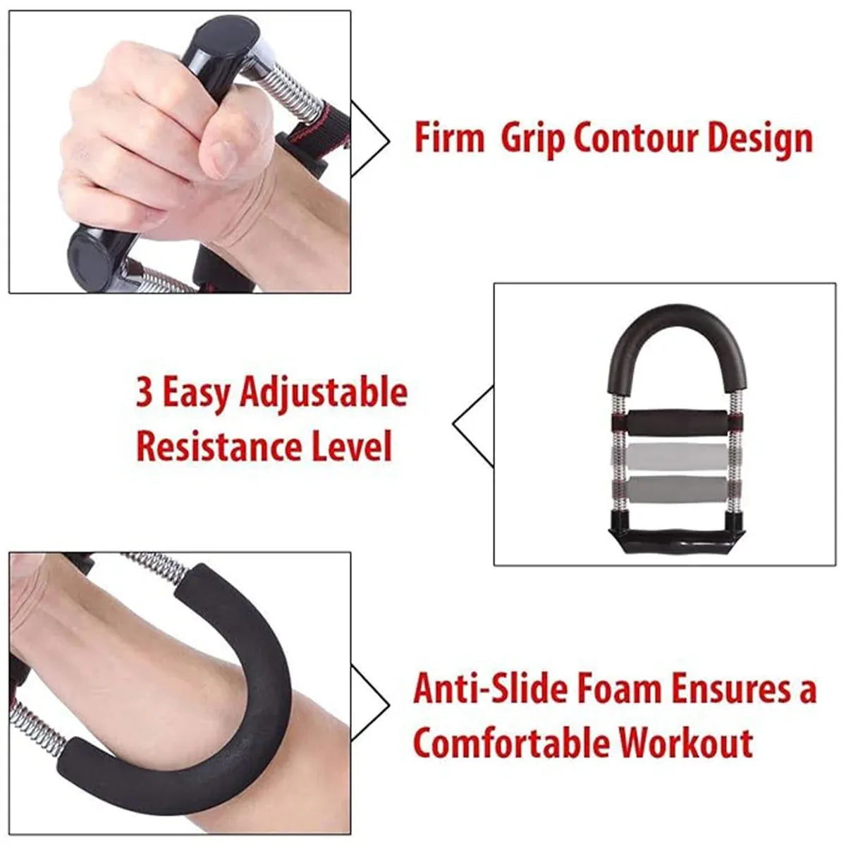Adjustable 3Level Wrist Strengthener Grip Strength Trainer for Hand Exercise Use - Silver
