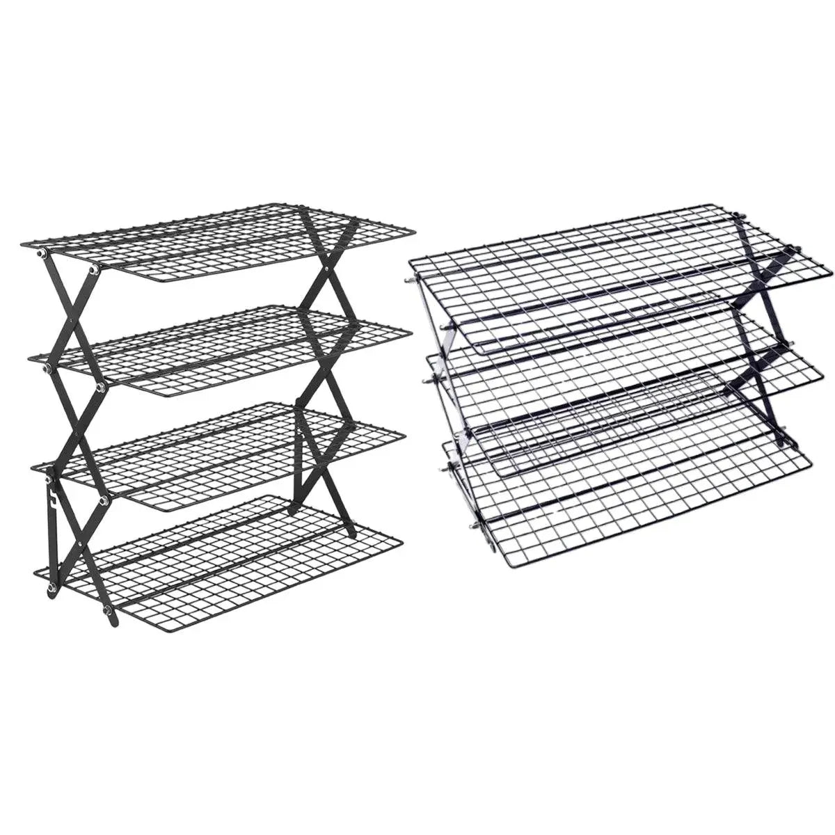 3/4 Tier Camping Dining Rack Iron Shelf Portable Picnic Rack Foldable Storage Table - 3 Layers