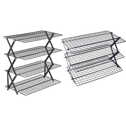 3/4 Tier Camping Dining Rack Iron Shelf Portable Picnic Rack Foldable Storage Table - 3 Layers