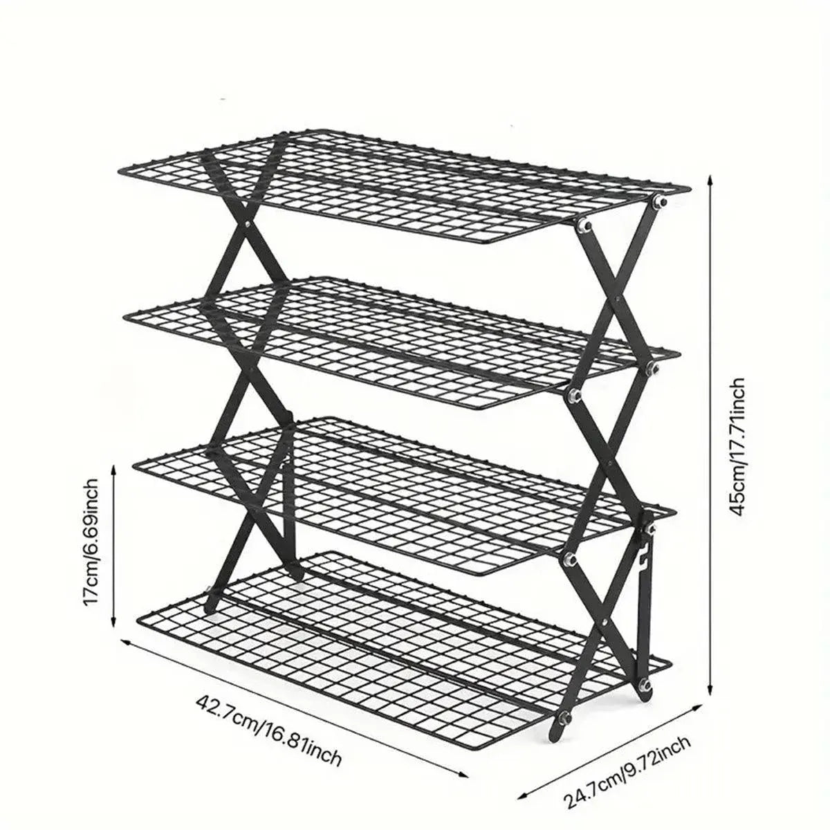 3/4 Tier Camping Dining Rack Iron Shelf Portable Picnic Rack Foldable Storage Table - 3 Layers