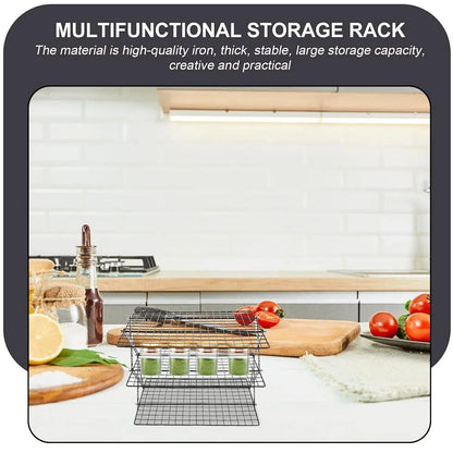 3/4 Tier Camping Dining Rack Iron Shelf Portable Picnic Rack Foldable Storage Table - 3 Layers