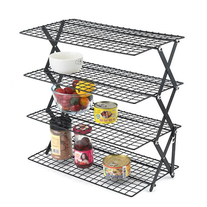 3/4 Tier Camping Dining Rack Iron Shelf Portable Picnic Rack Foldable Storage Table - 3 Layers