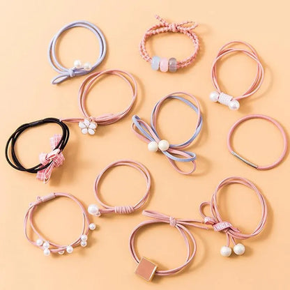 Women Elastic Hair Band Ponytail Holder Girl Rubber Rope Ties Gum Headwear Craft - Mixed Colour