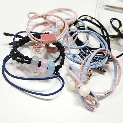 Women Elastic Hair Band Ponytail Holder Girl Rubber Rope Ties Gum Headwear Craft - Mixed Colour