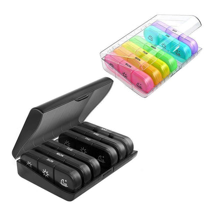 7 Day Medicine Organizer Pill Box Tablet Daily Case Weekly Dispenser Container - Black